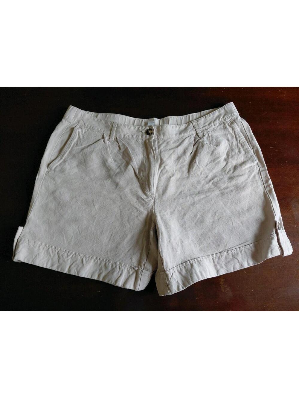 J Jill Linen Blend Shorts Womens Size 14 Beige Wide Leg